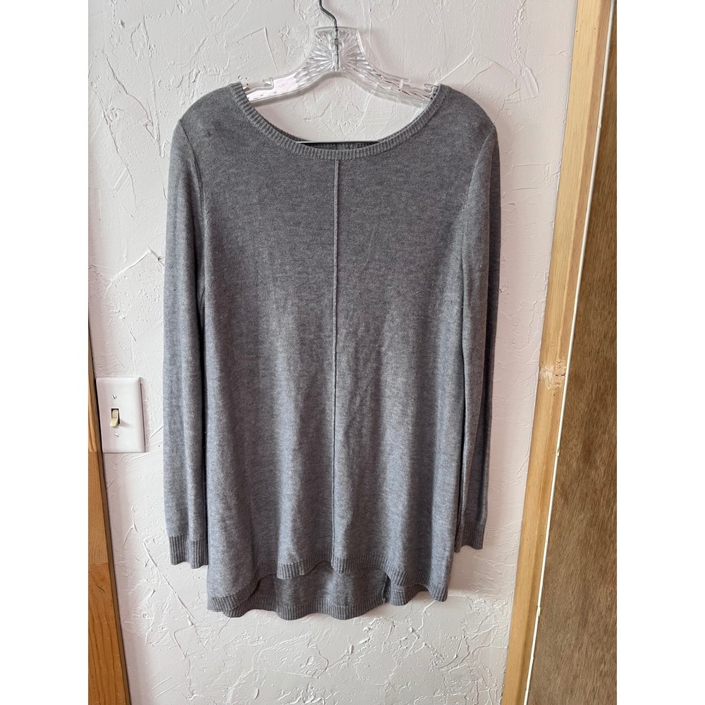 Joan Vass Studio‎ Gray Long Sleeve Zipper Back Sweater Tunic Top M